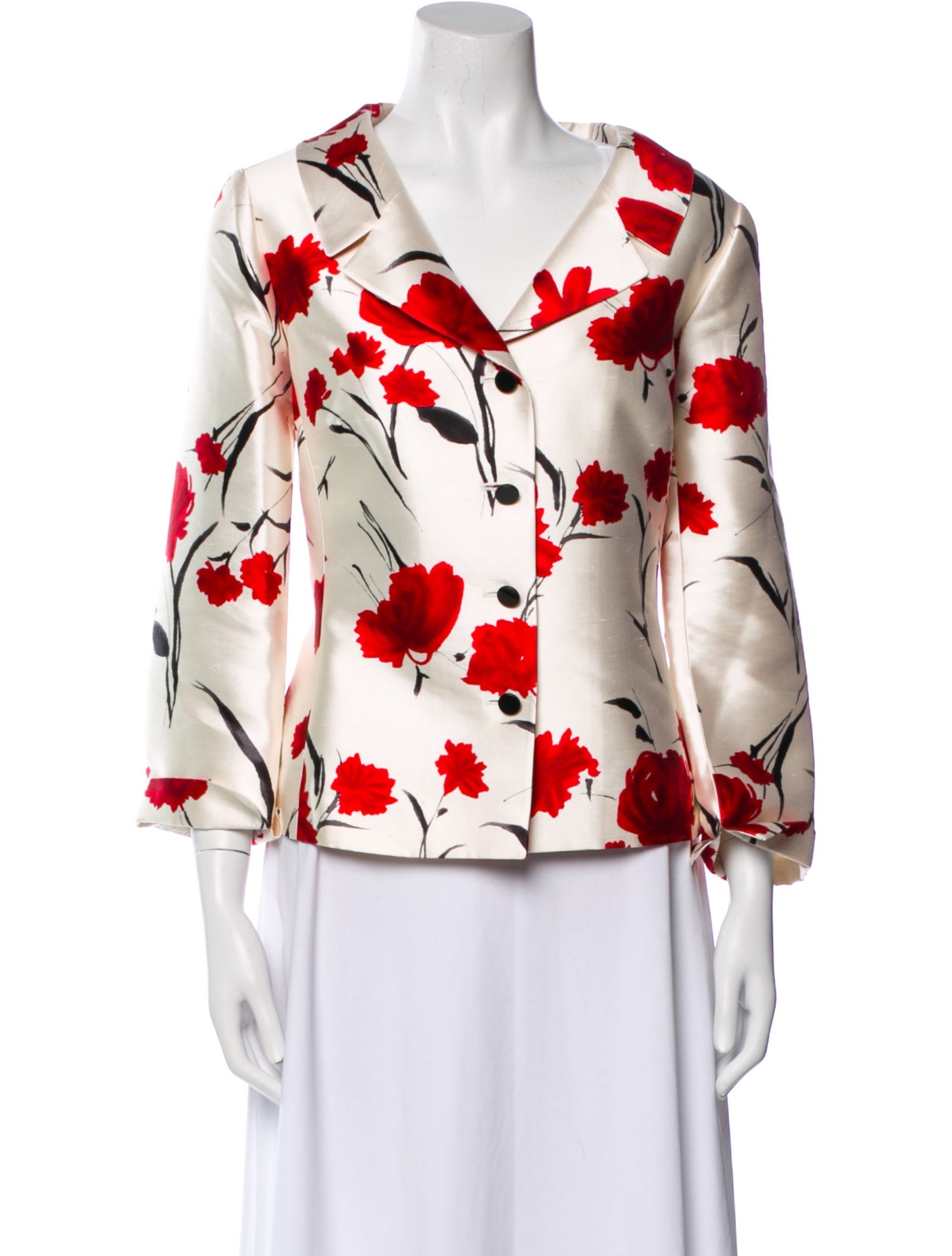 Teri Jon by Rickie Freeman Silk Floral Print Evening Jacket