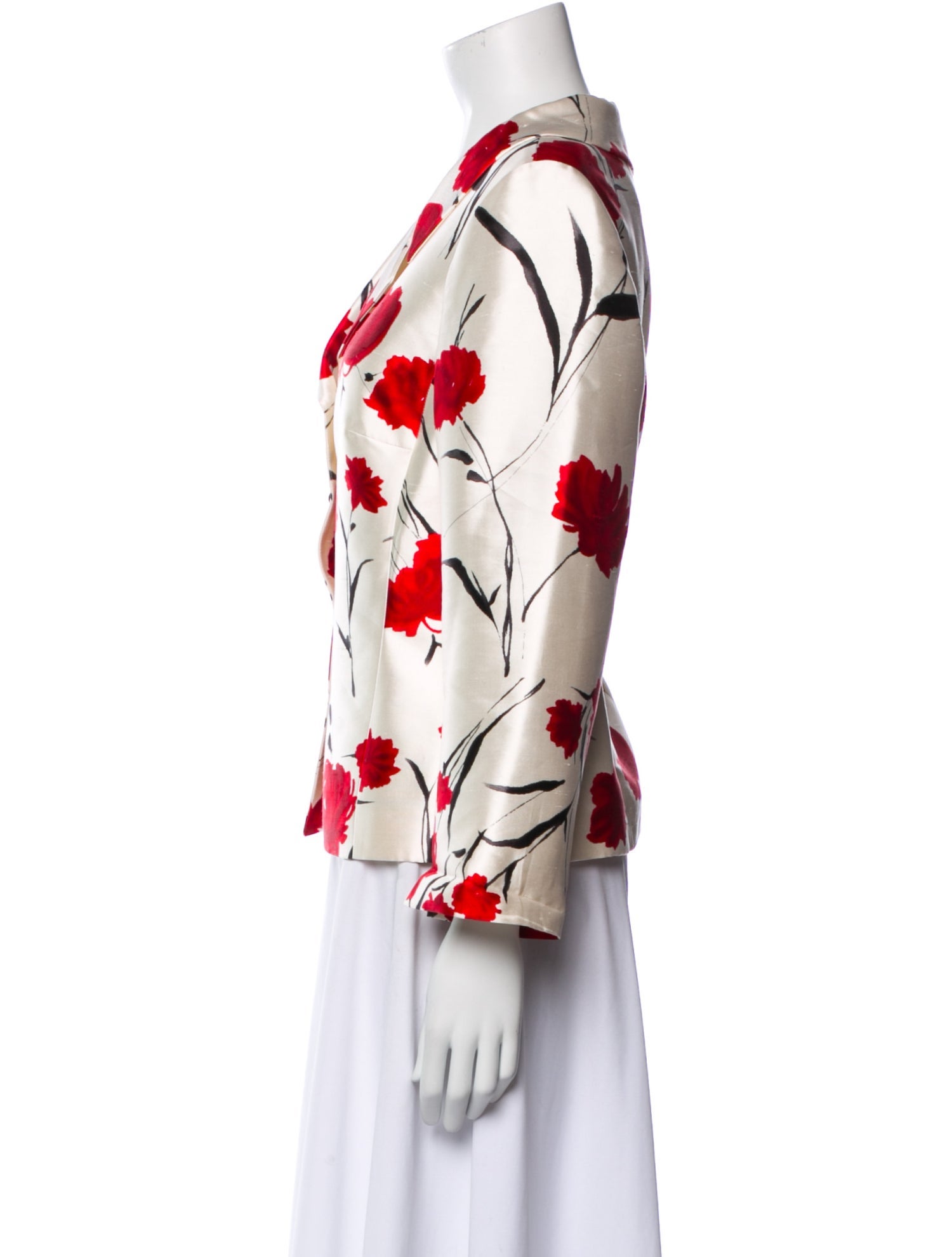 Teri Jon by Rickie Freeman Silk Floral Print Evening Jacket