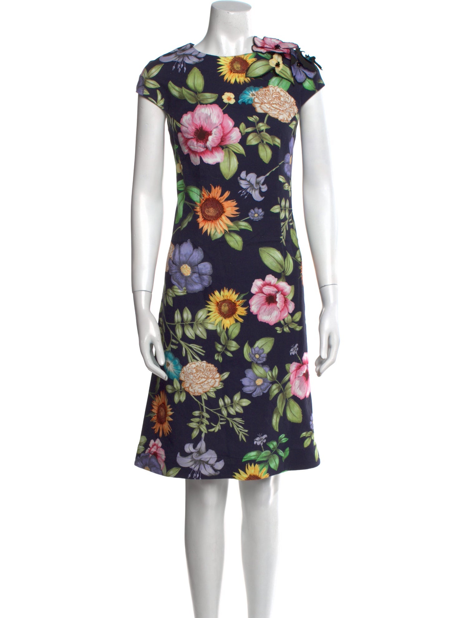 Teri Jon by Rickie Freeman Floral Print Knee-Length Dress