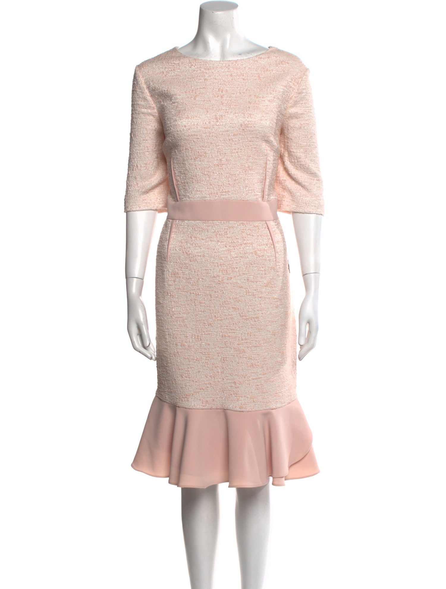 Teri Jon by Rickie Freeman Bateau Neckline Midi Length Dress w/ Tags