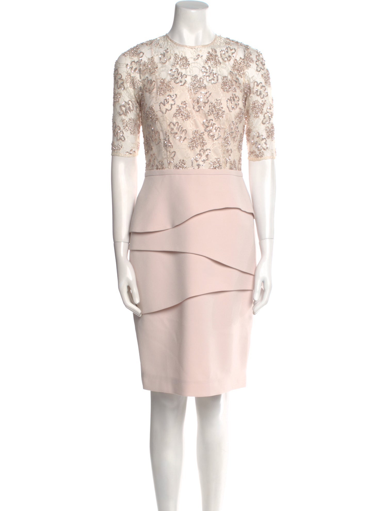 Teri Jon by Rickie Freeman Crew Neck Mini Dress