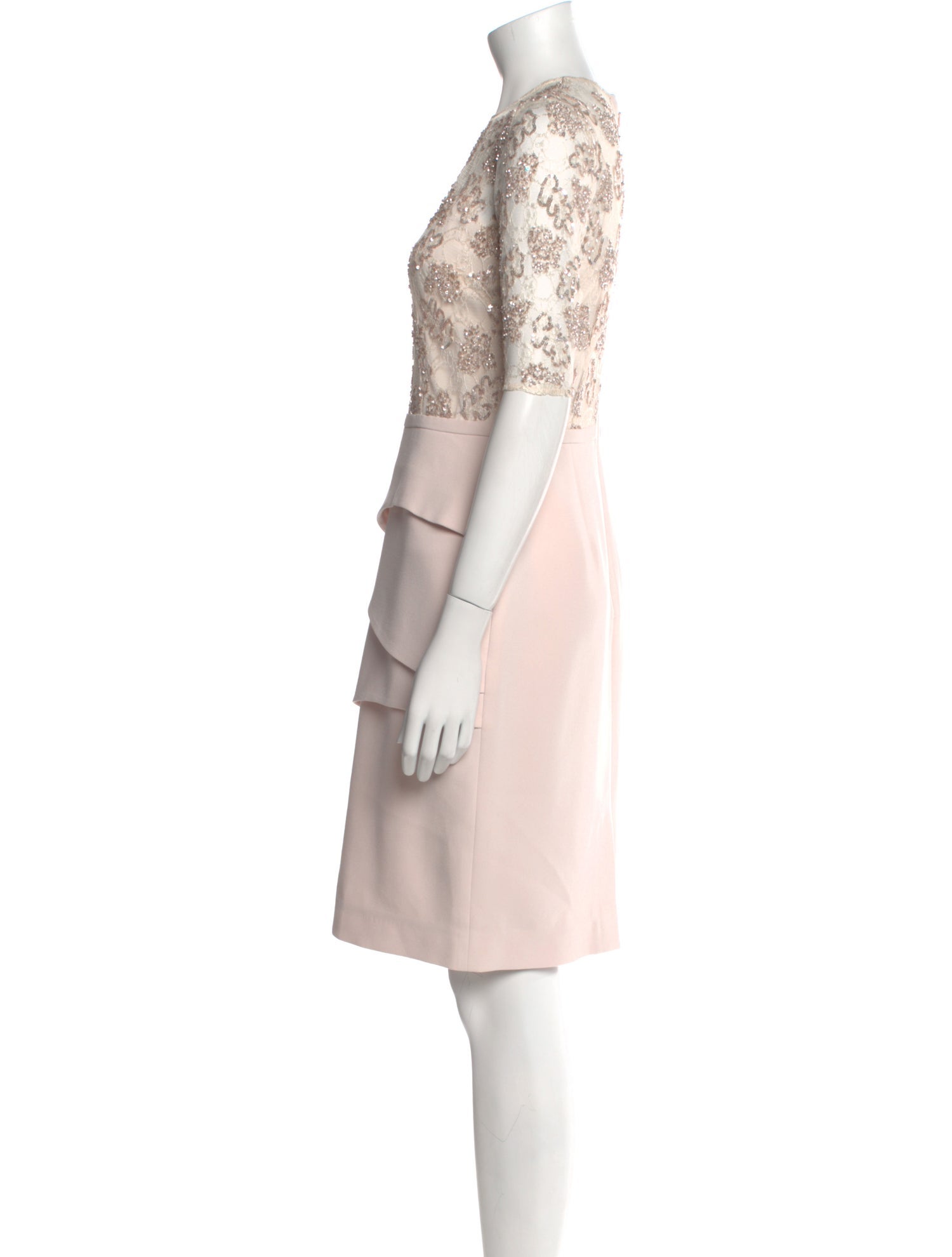 Teri Jon by Rickie Freeman Crew Neck Mini Dress