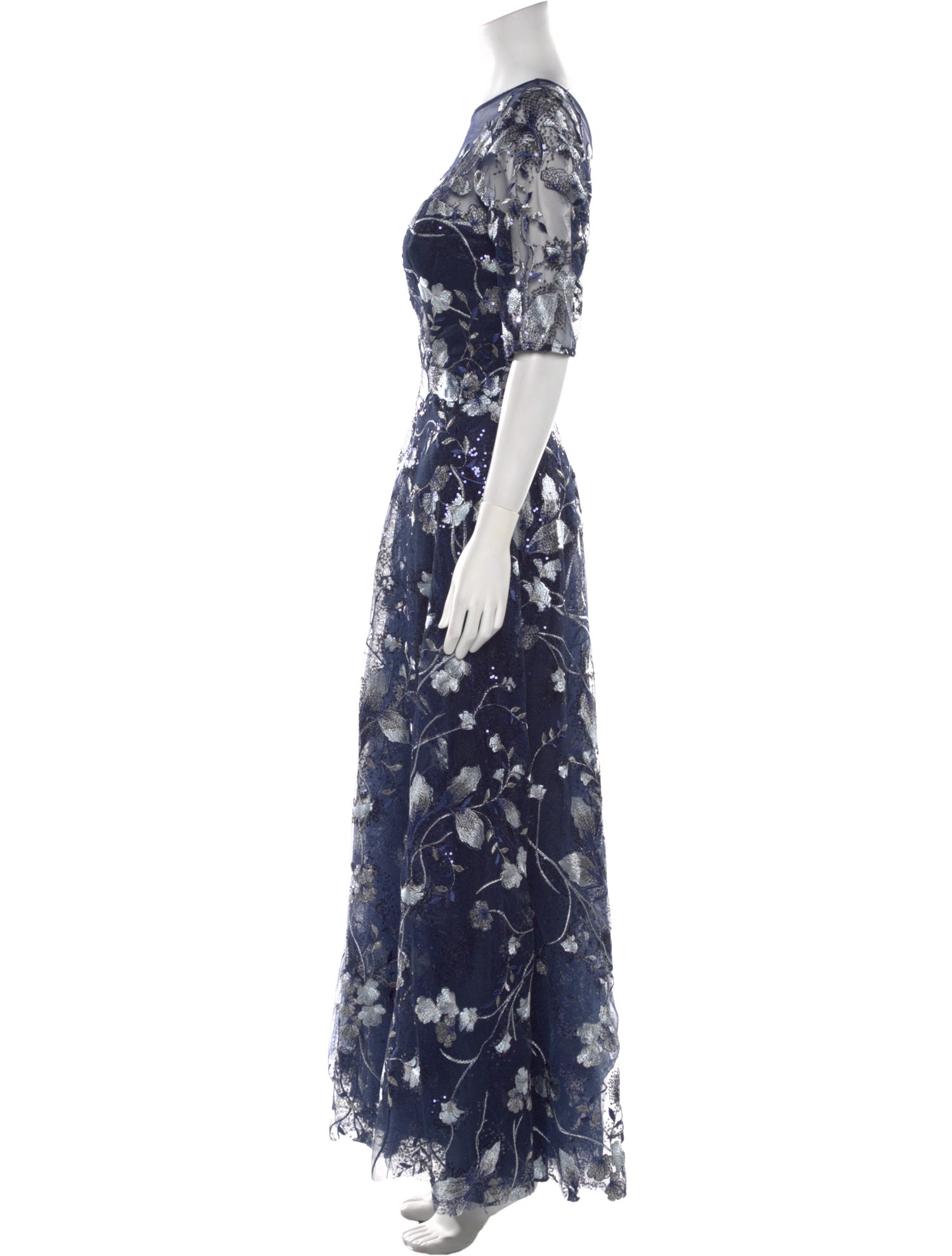 Teri Jon by Rickie Freeman Floral Print Long Dress
