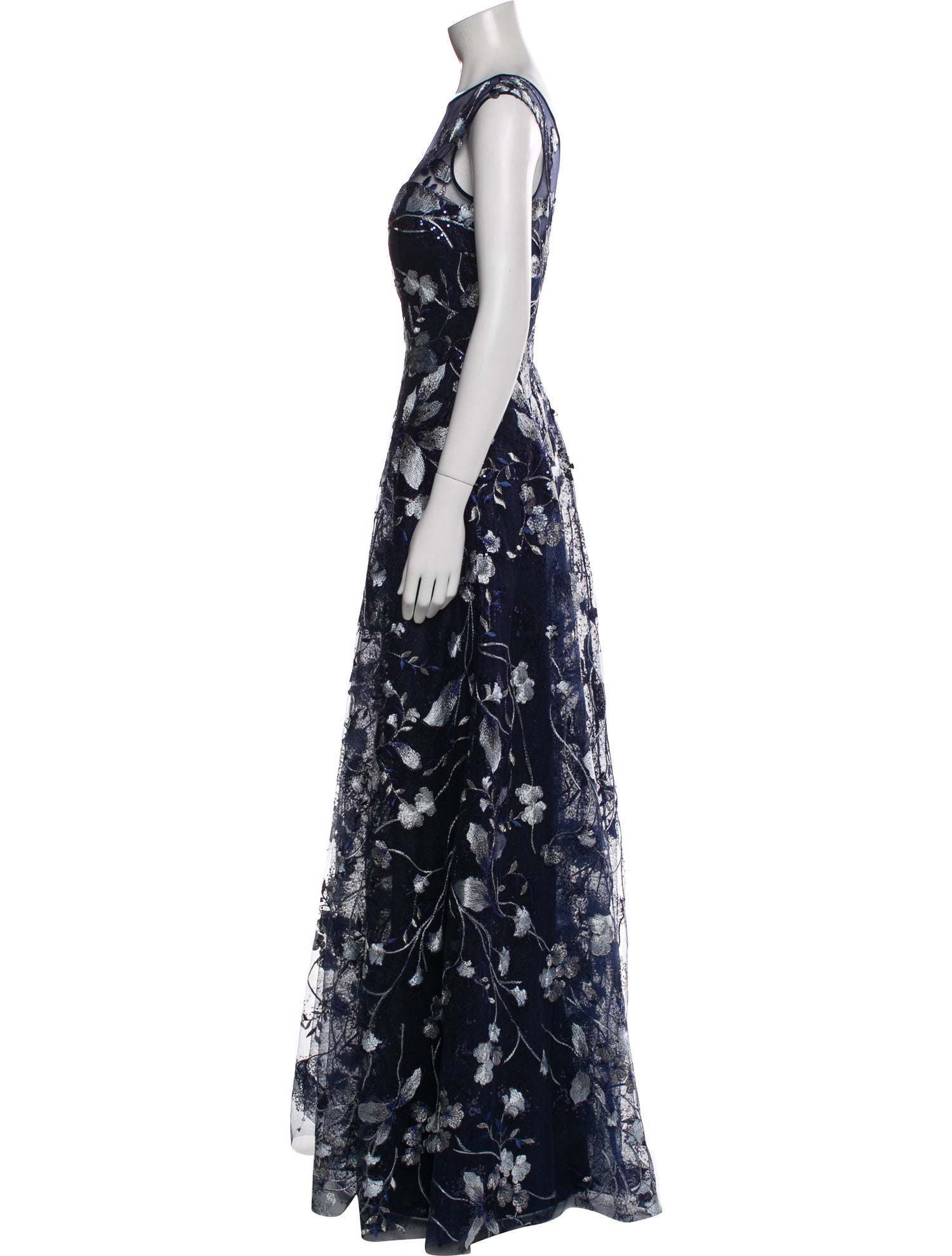 Teri Jon by Rickie Freeman Floral Print Long Dress w/ Tags