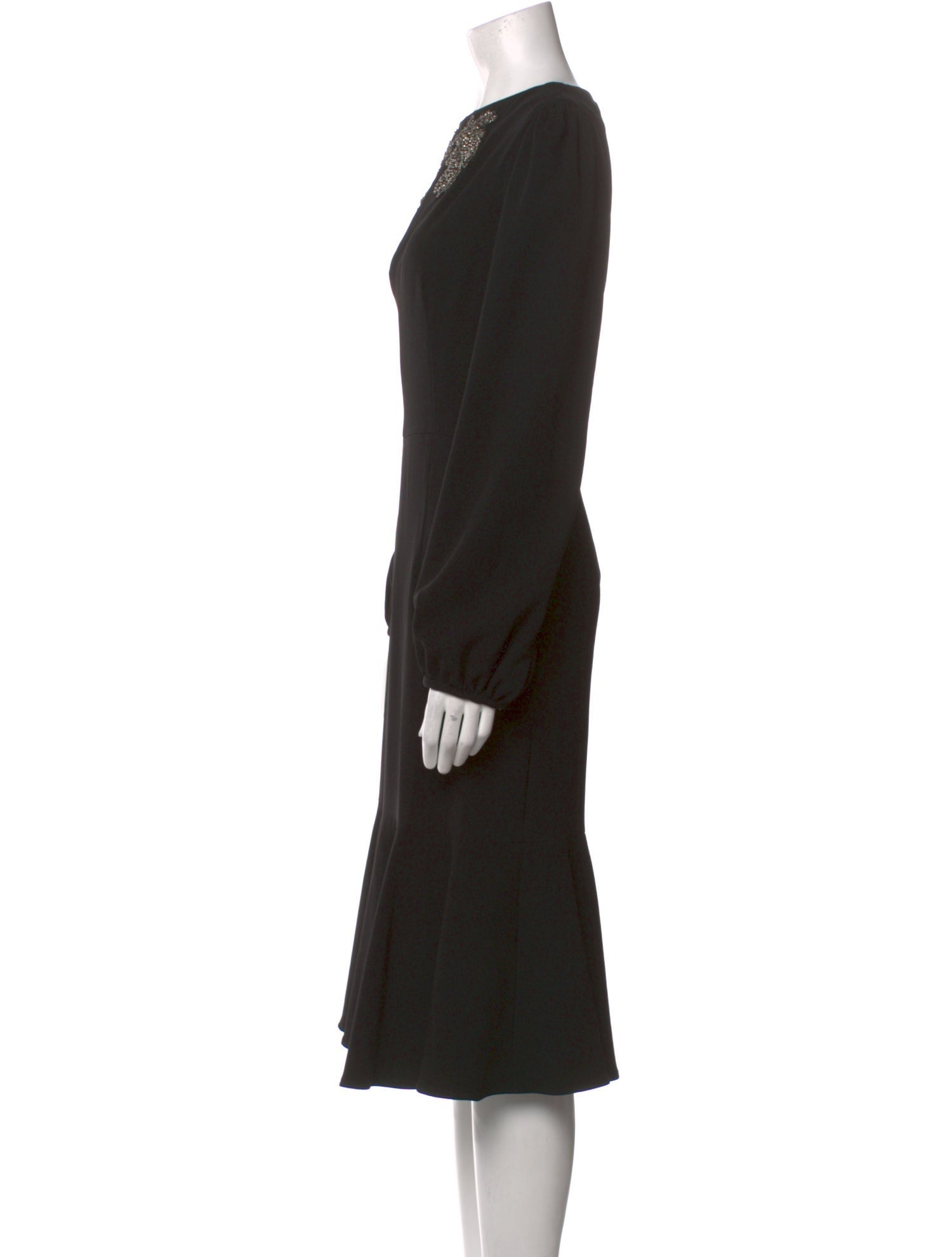 Teri Jon by Rickie Freeman Bateau Neckline Midi Length Dress