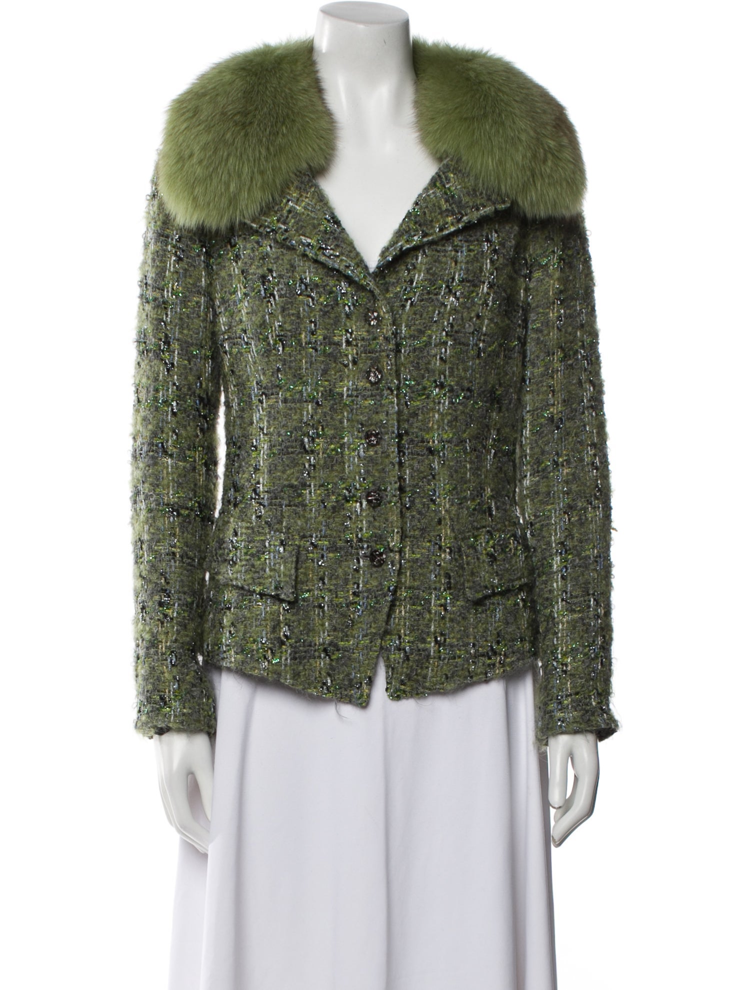 Teri Jon by Rickie Freeman Wool Tweed Pattern Evening Jacket