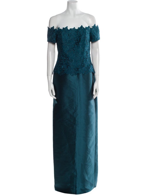 Teri Jon by Rickie Freeman Lace Pattern Long Dress