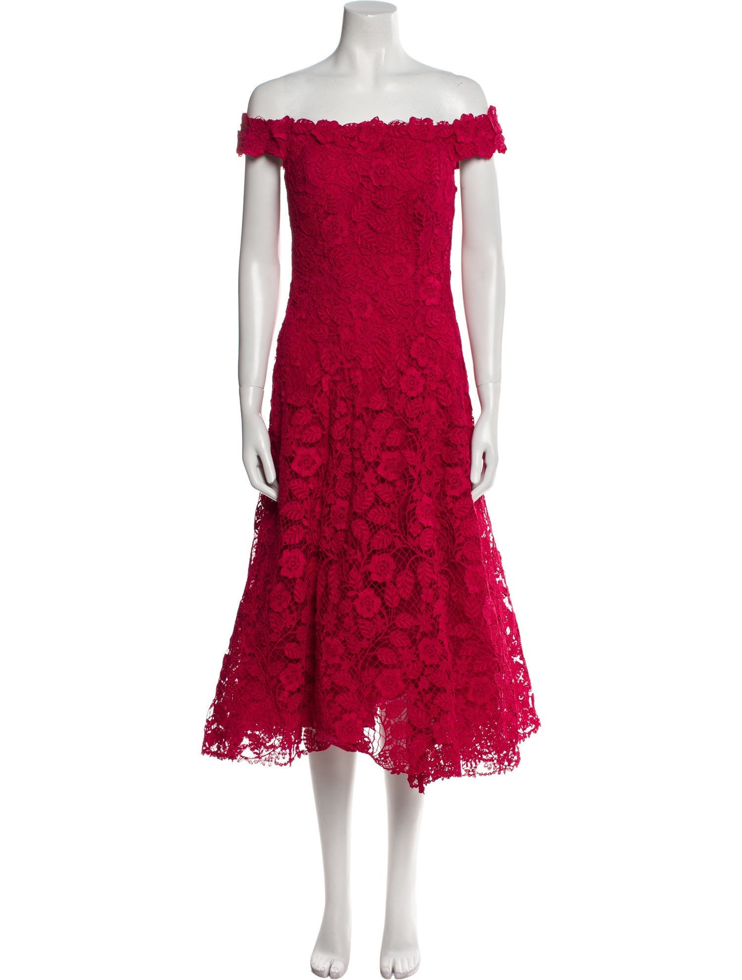 Teri Jon by Rickie Freeman Lace Pattern Midi Length Dress