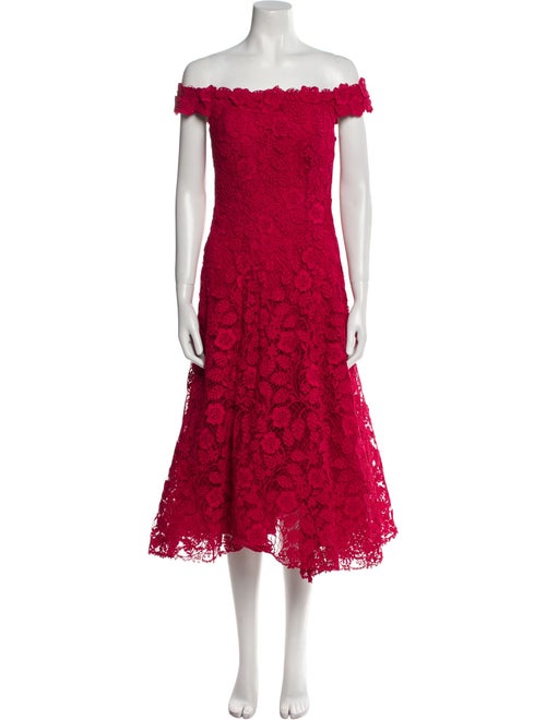 Teri Jon by Rickie Freeman Lace Pattern Midi Length Dress