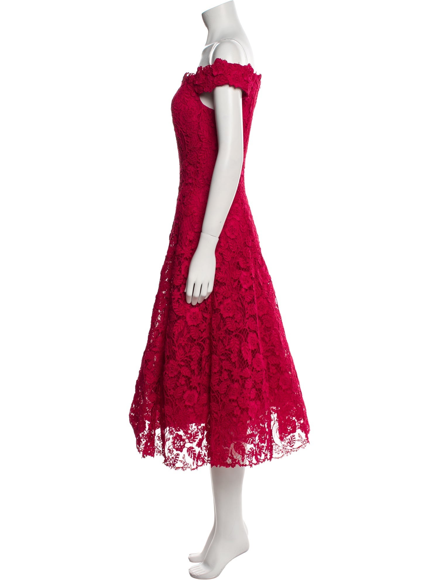 Teri Jon by Rickie Freeman Lace Pattern Midi Length Dress