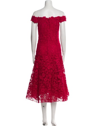 Teri Jon by Rickie Freeman Lace Pattern Midi Length Dress