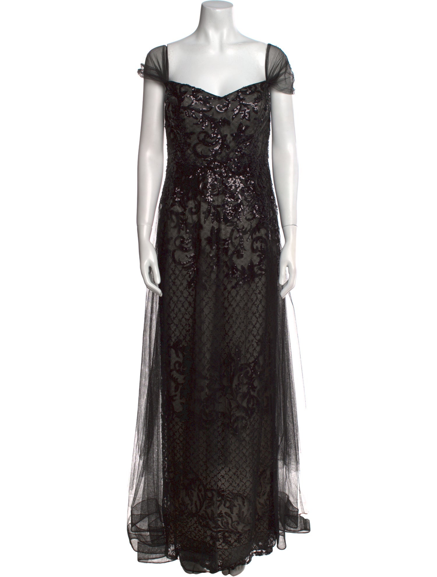 Teri Jon by Rickie Freeman Lace Pattern Long Dress