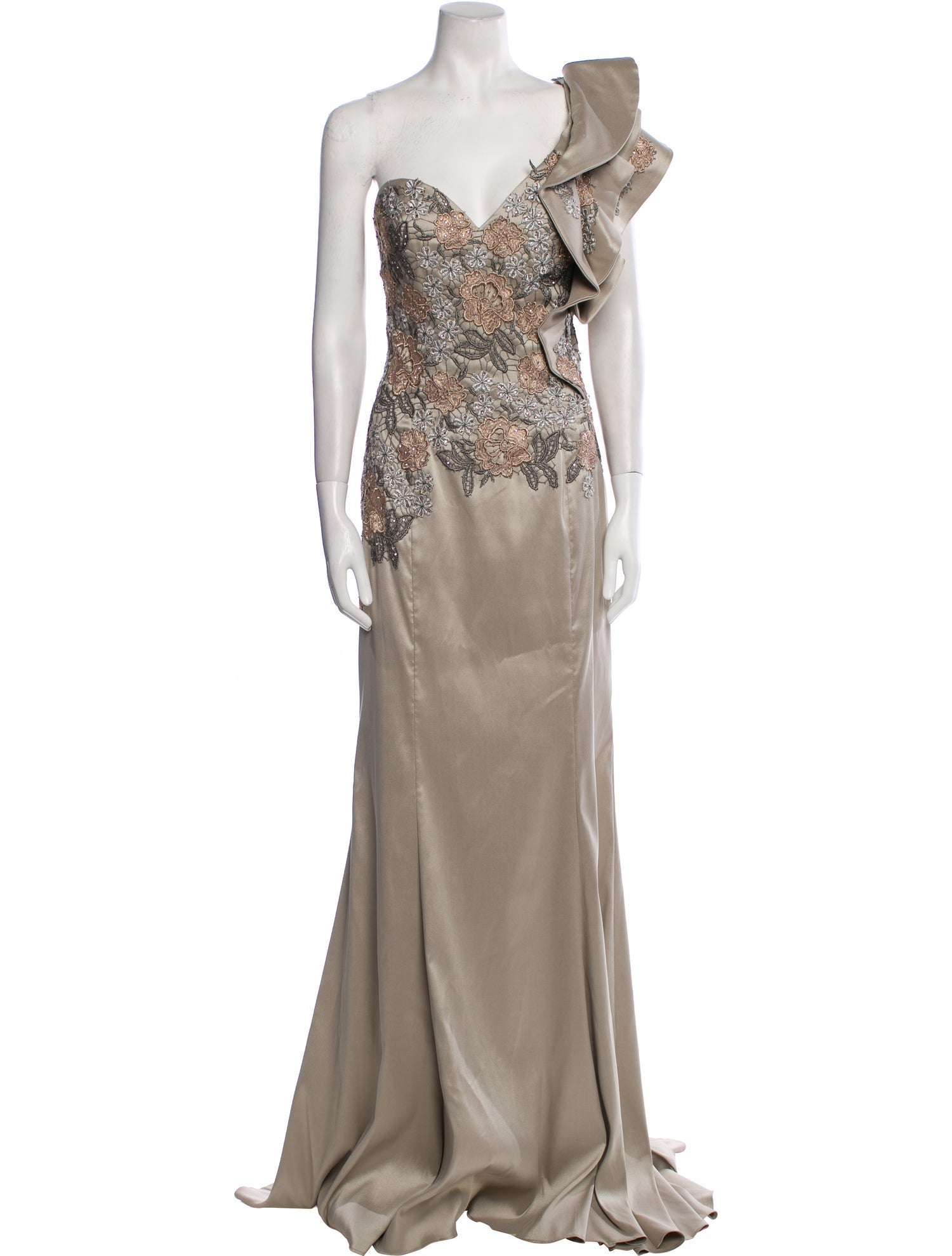 Teri Jon by Rickie Freeman One-Shoulder Long Dress w/ Tags