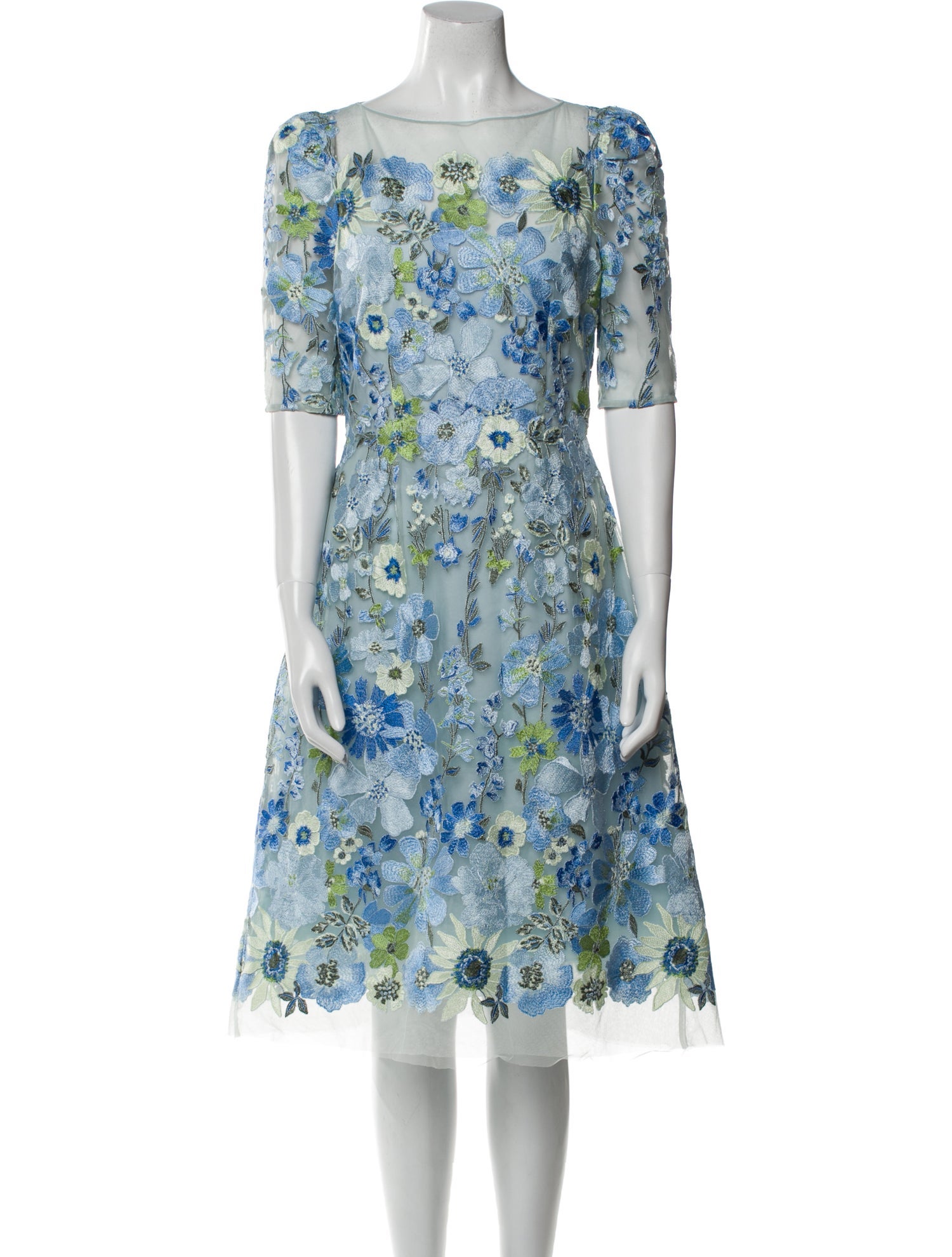 Teri Jon by Rickie Freeman Floral Print Midi Length Dress