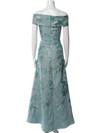 Teri Jon by Rickie Freeman Floral Print Long Dress