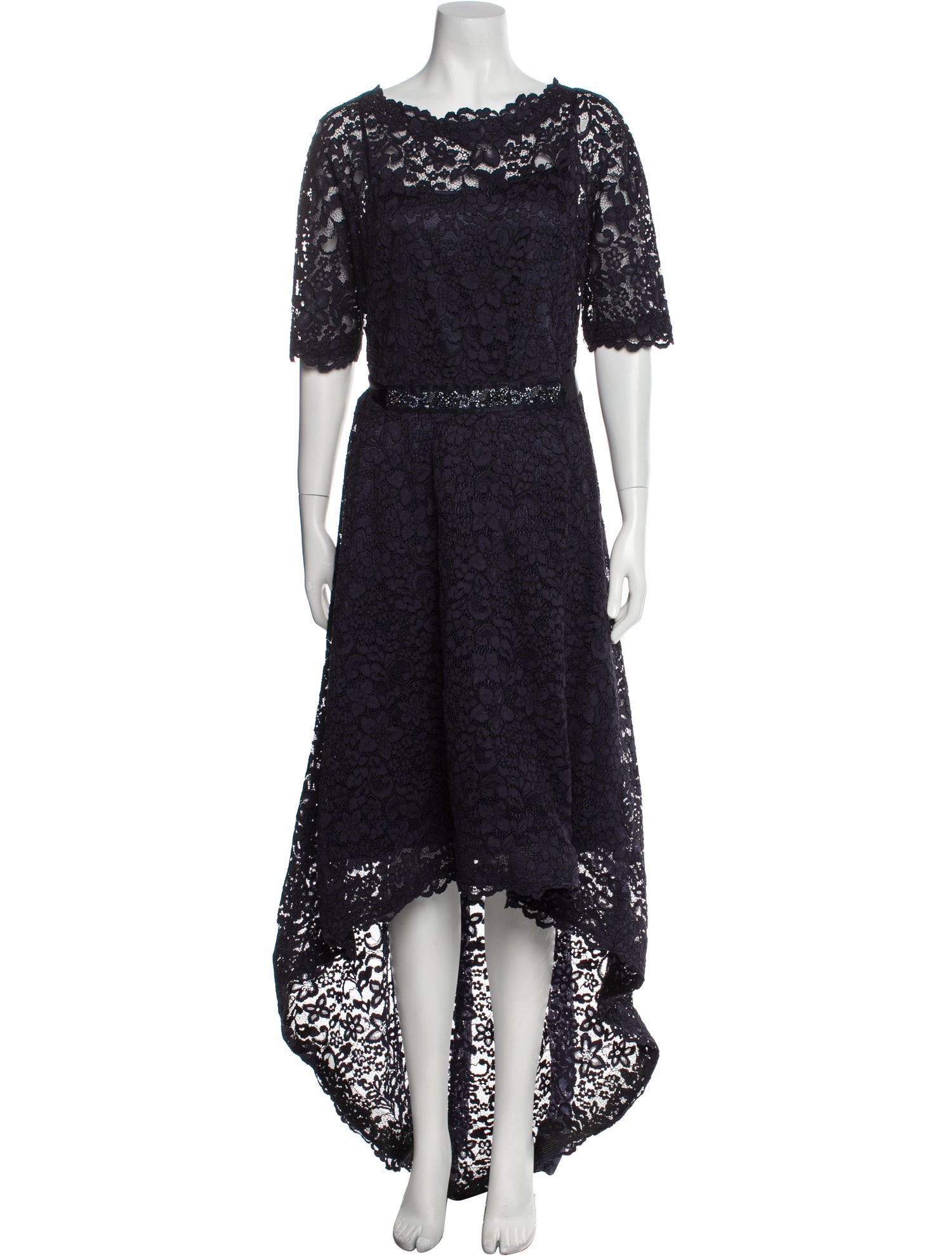 Teri Jon by Rickie Freeman Lace Pattern Midi Length Dress