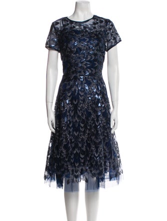 Teri Jon by Rickie Freeman Lace Pattern Midi Length Dress