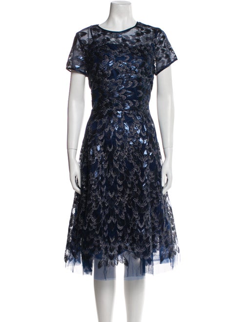 Teri Jon by Rickie Freeman Lace Pattern Midi Length Dress