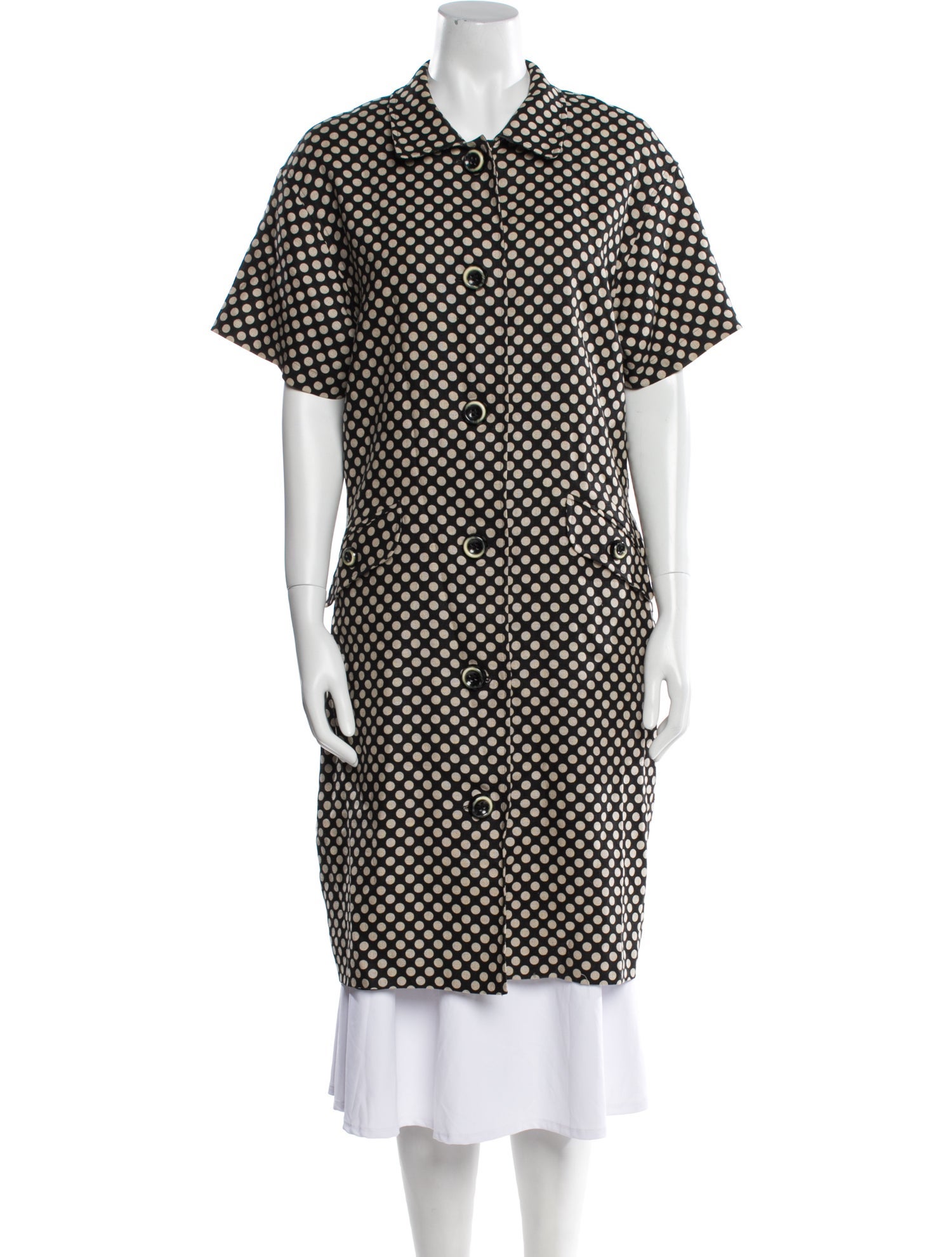 Teri Jon by Rickie Freeman Linen Polka Dot Print Coat