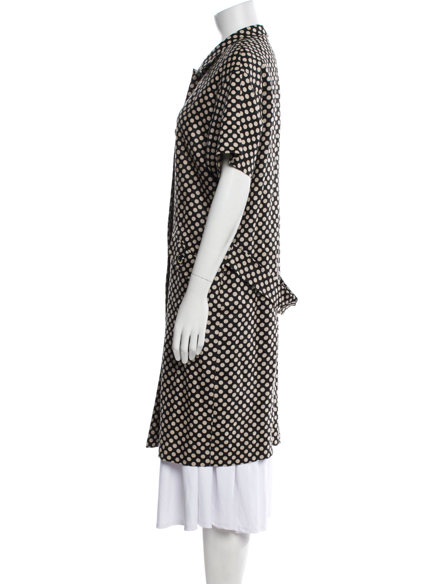Teri Jon by Rickie Freeman Linen Polka Dot Print Coat