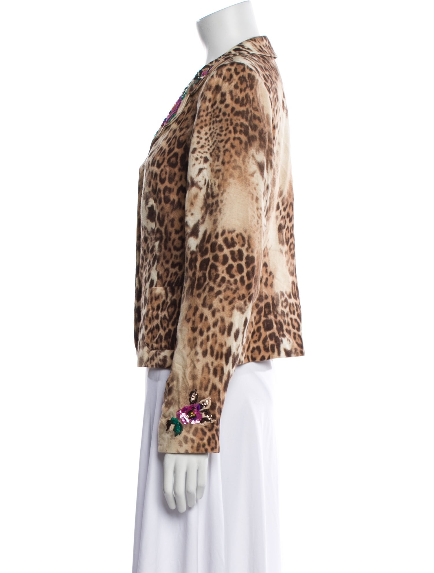 Teri Jon by Rickie Freeman Wool Animal Print Evening Jacket