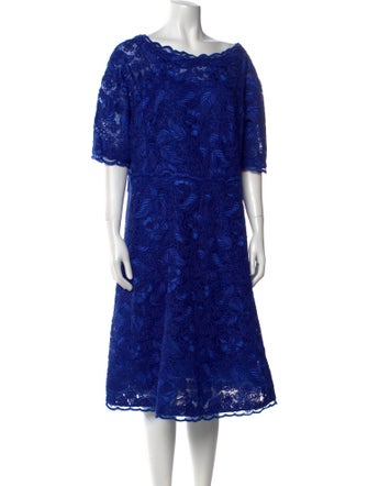 Teri Jon by Rickie Freeman Lace Pattern Midi Length Dress
