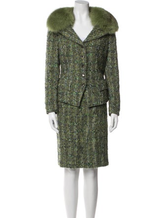 Teri Jon by Rickie Freeman Wool Tweed Pattern Skirt Set