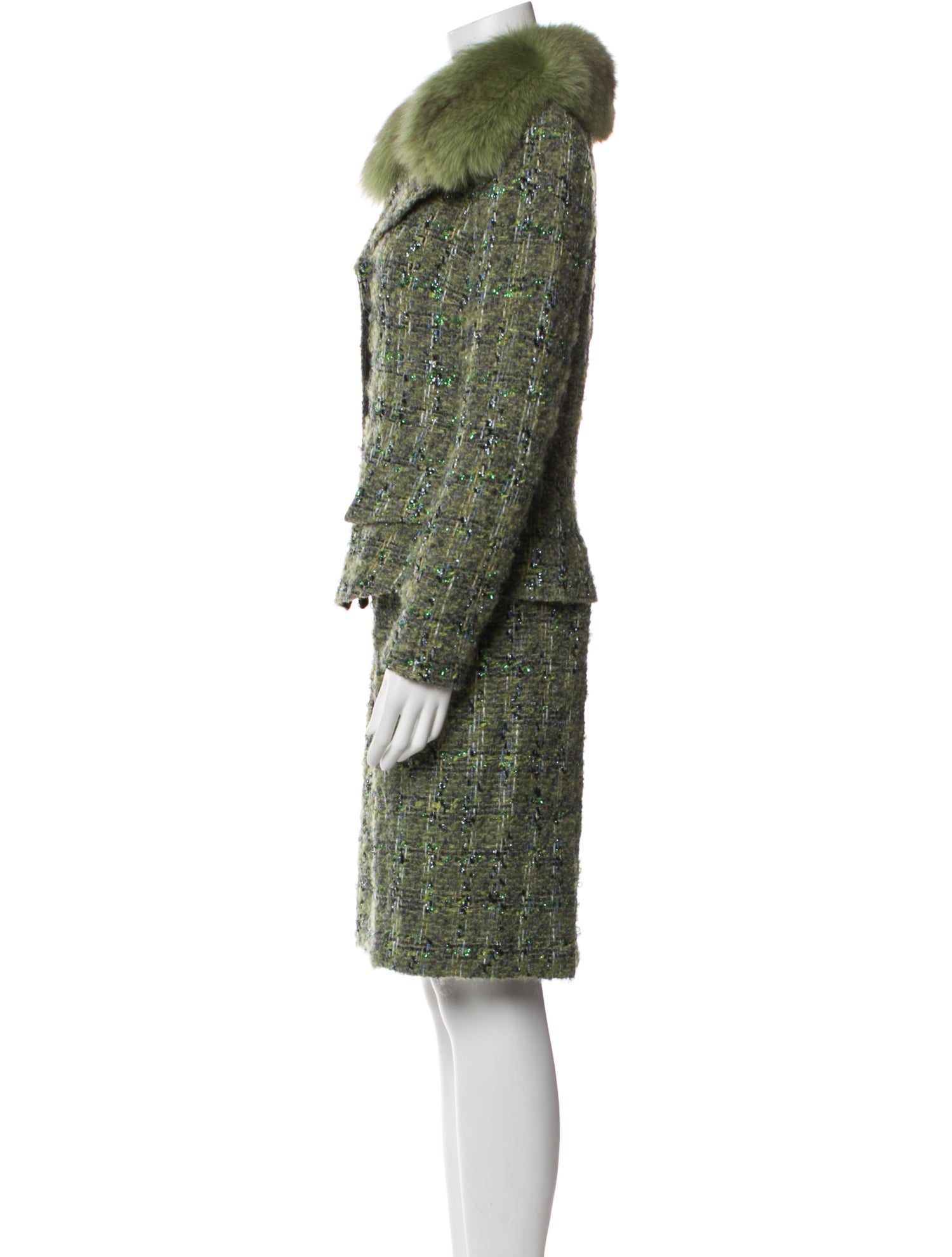 Teri Jon by Rickie Freeman Wool Tweed Pattern Skirt Set