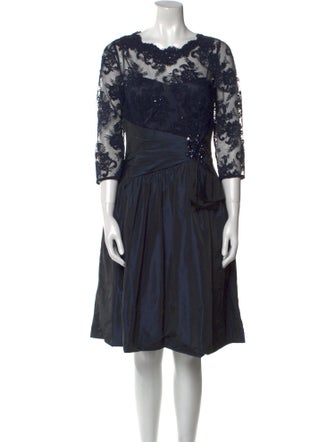 Teri Jon by Rickie Freeman Bateau Neckline Knee-Length Dress