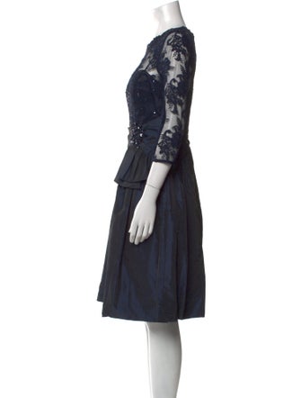 Teri Jon by Rickie Freeman Bateau Neckline Knee-Length Dress