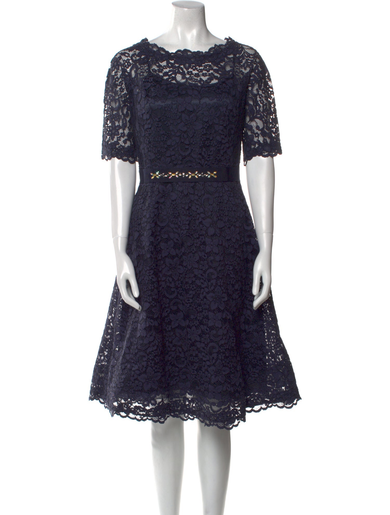 Teri Jon by Rickie Freeman Lace Pattern Mini Dress