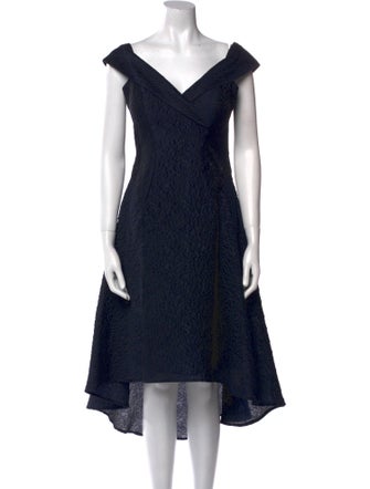 Teri Jon by Rickie Freeman V-Neck Midi Length Dress