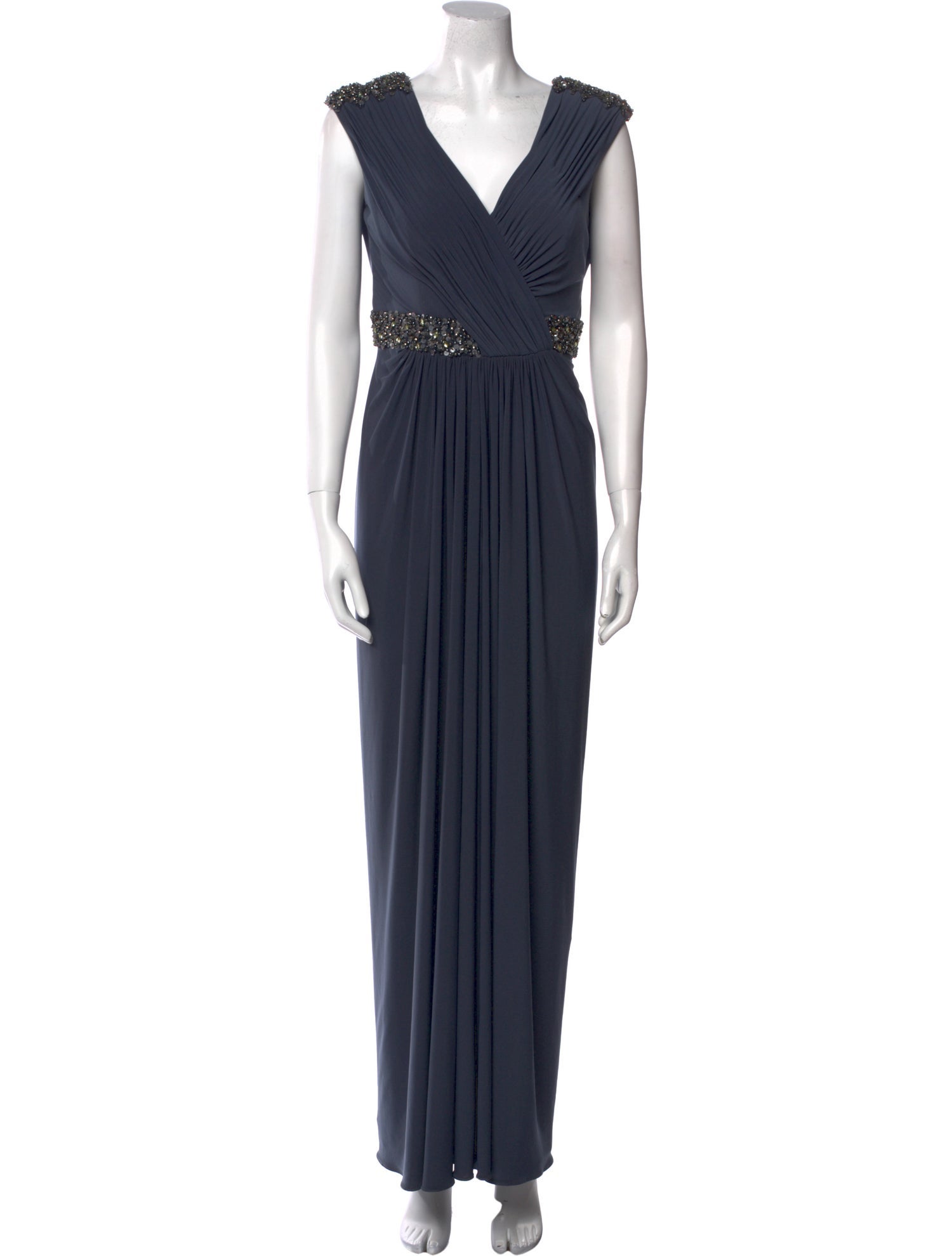 Teri Jon by Rickie Freeman V-Neck Long Dress