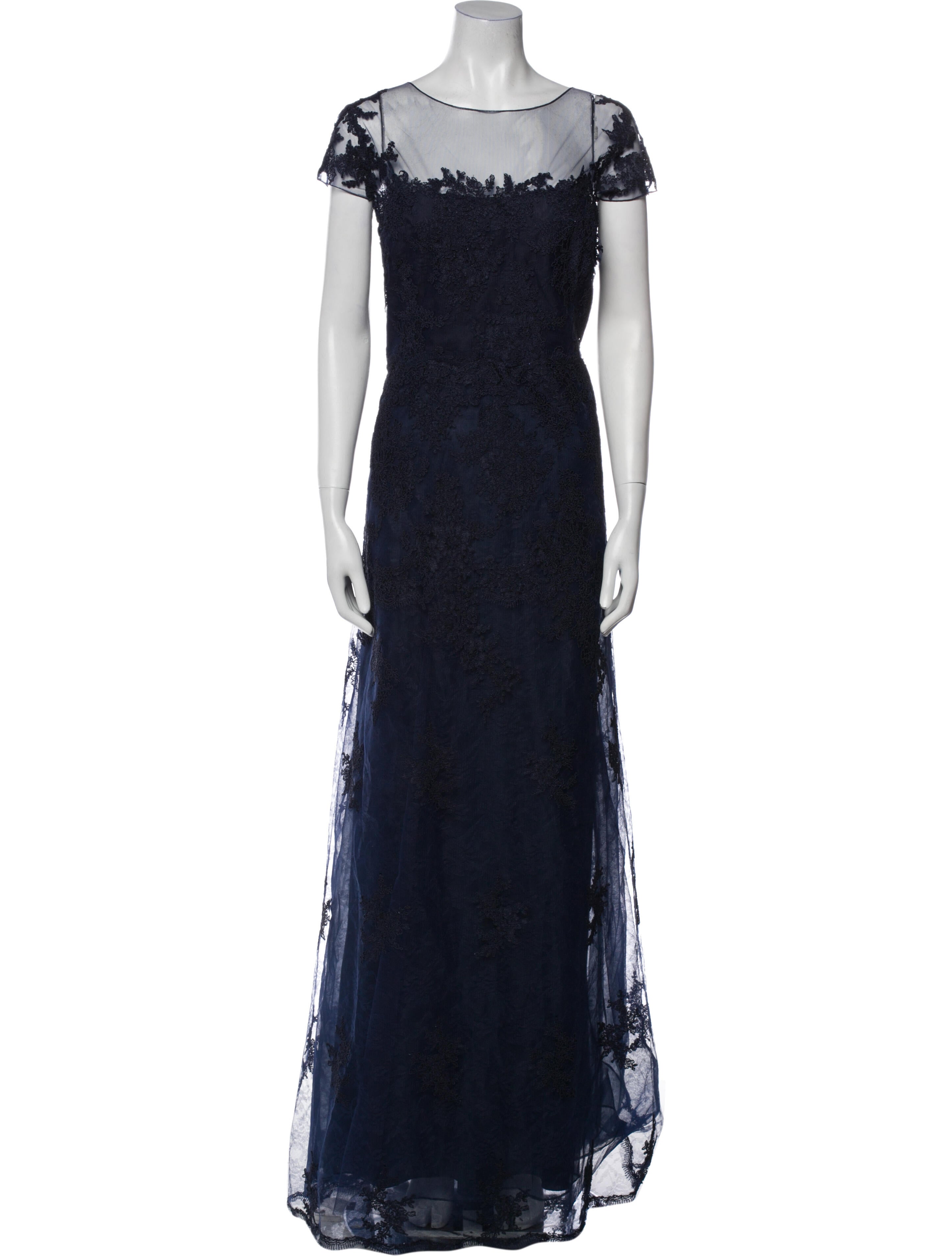 Teri Jon by Rickie Freeman Lace Pattern Long Dress w/ Tags