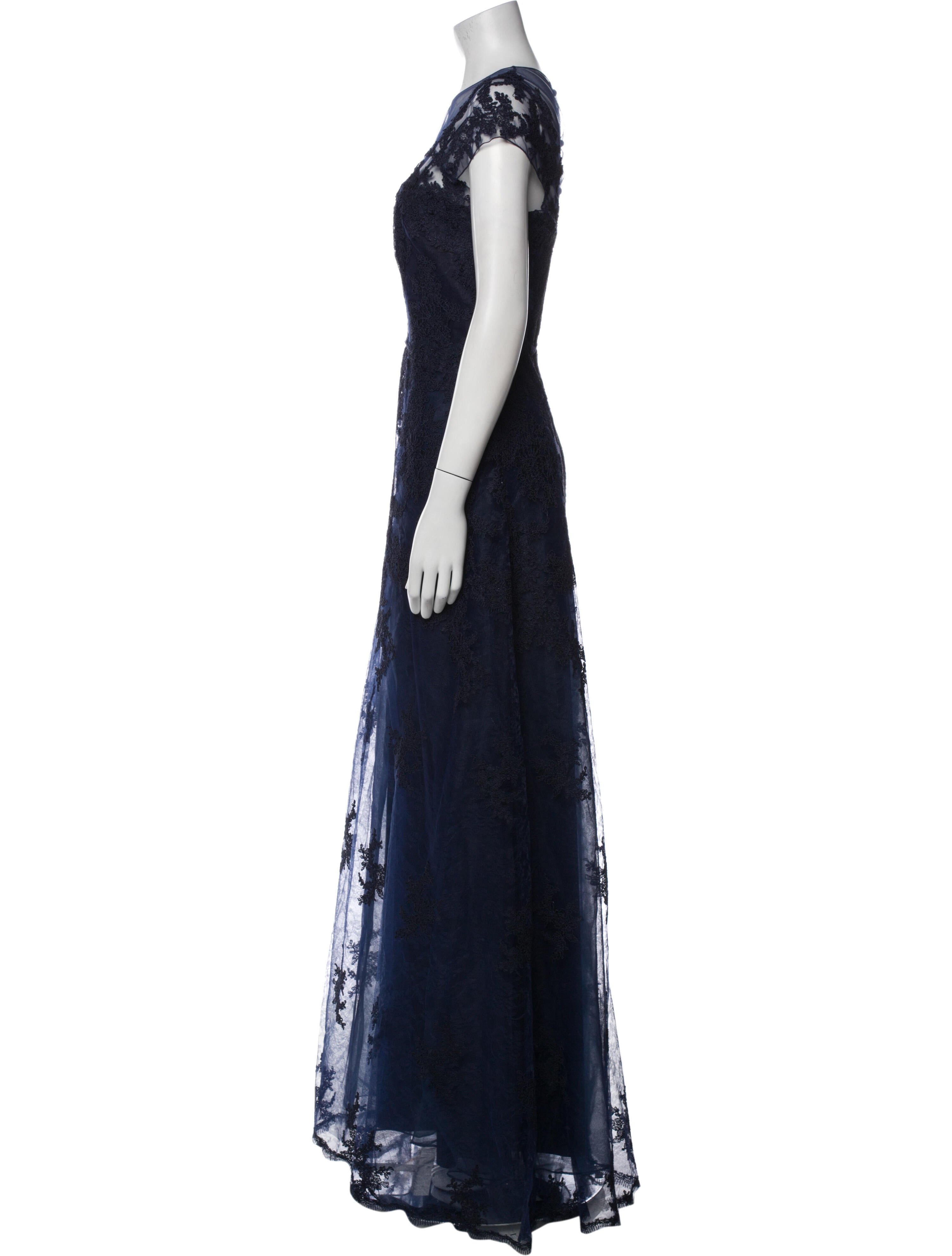 Teri Jon by Rickie Freeman Lace Pattern Long Dress w/ Tags