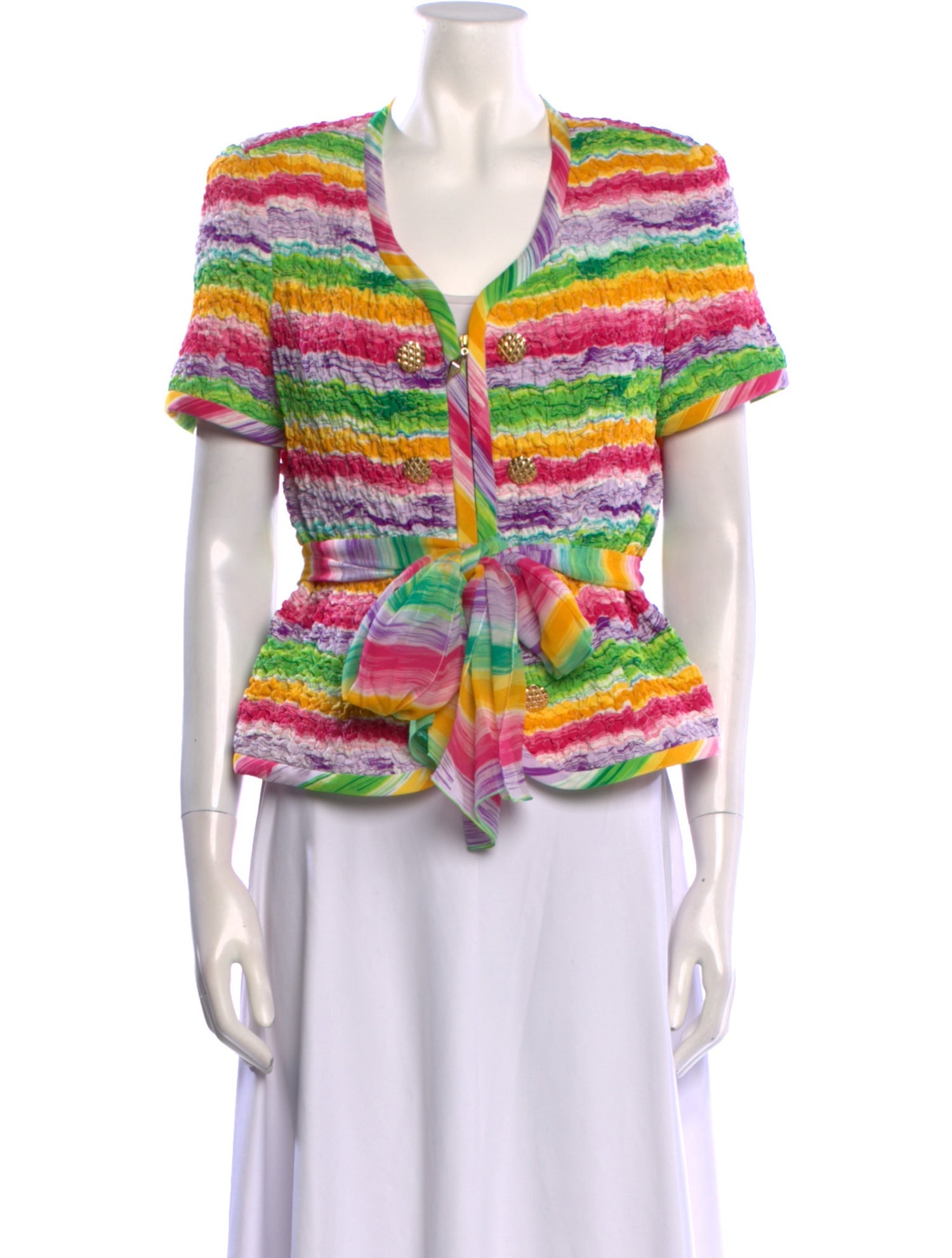 Teri Jon by Rickie Freeman Silk Printed Crop Top