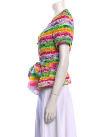 Teri Jon by Rickie Freeman Silk Printed Crop Top