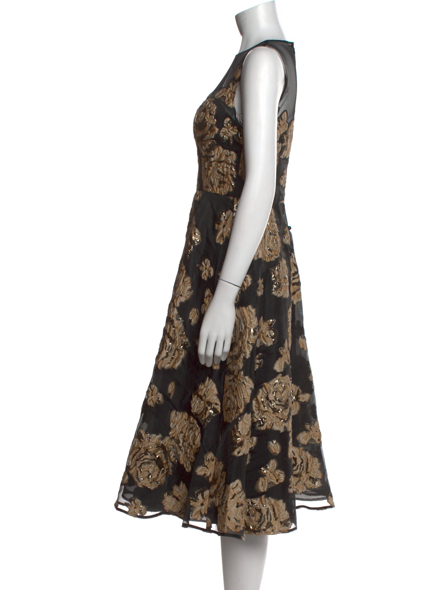 Teri Jon by Rickie Freeman Floral Print Midi Length Dress w/ Tags