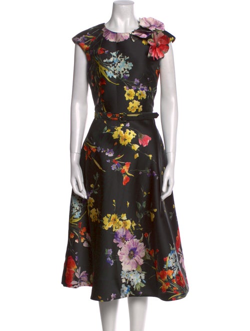 Teri Jon by Rickie Freeman Floral Print Midi Length Dress