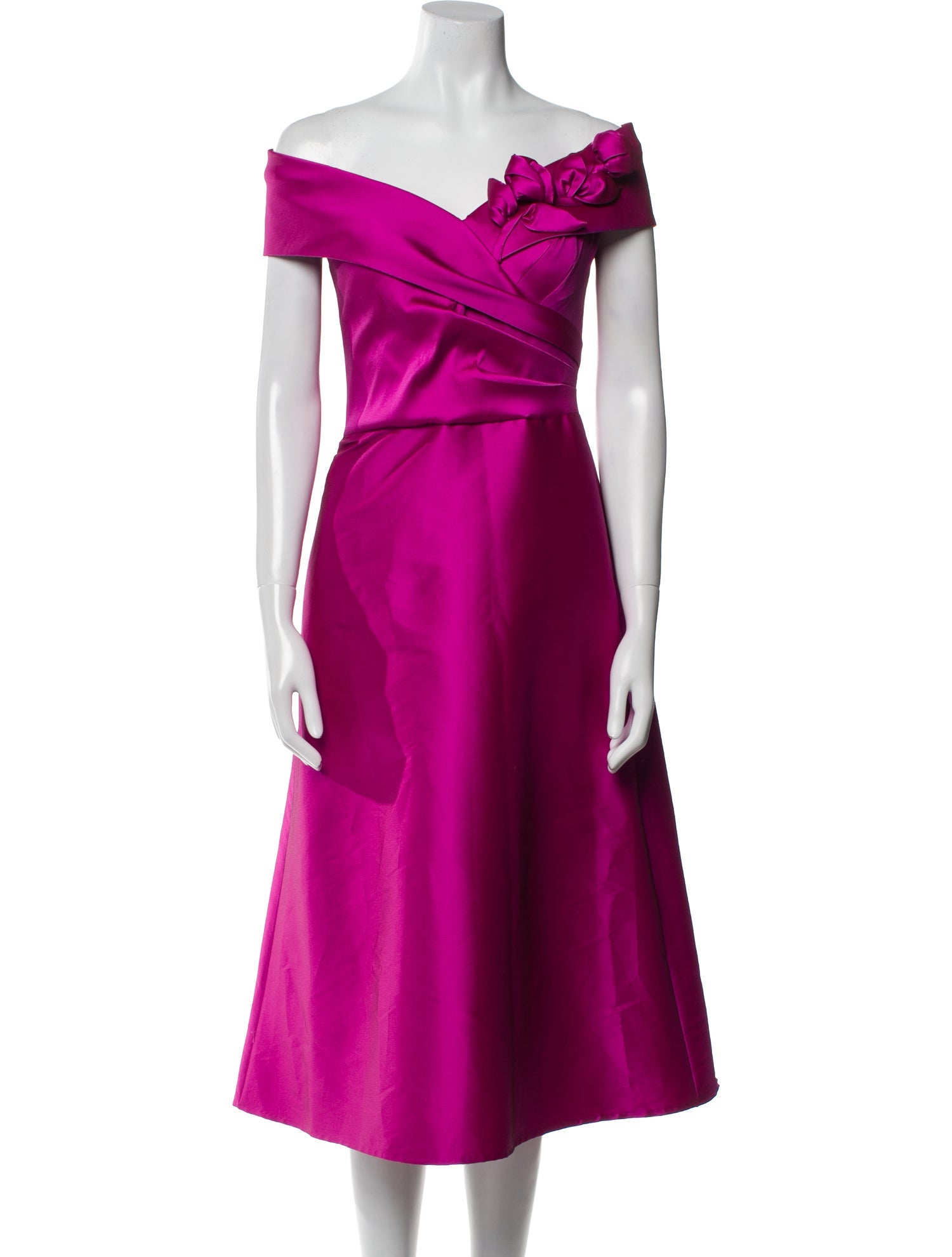 Teri Jon by Rickie Freeman One-Shoulder Midi Length Dress