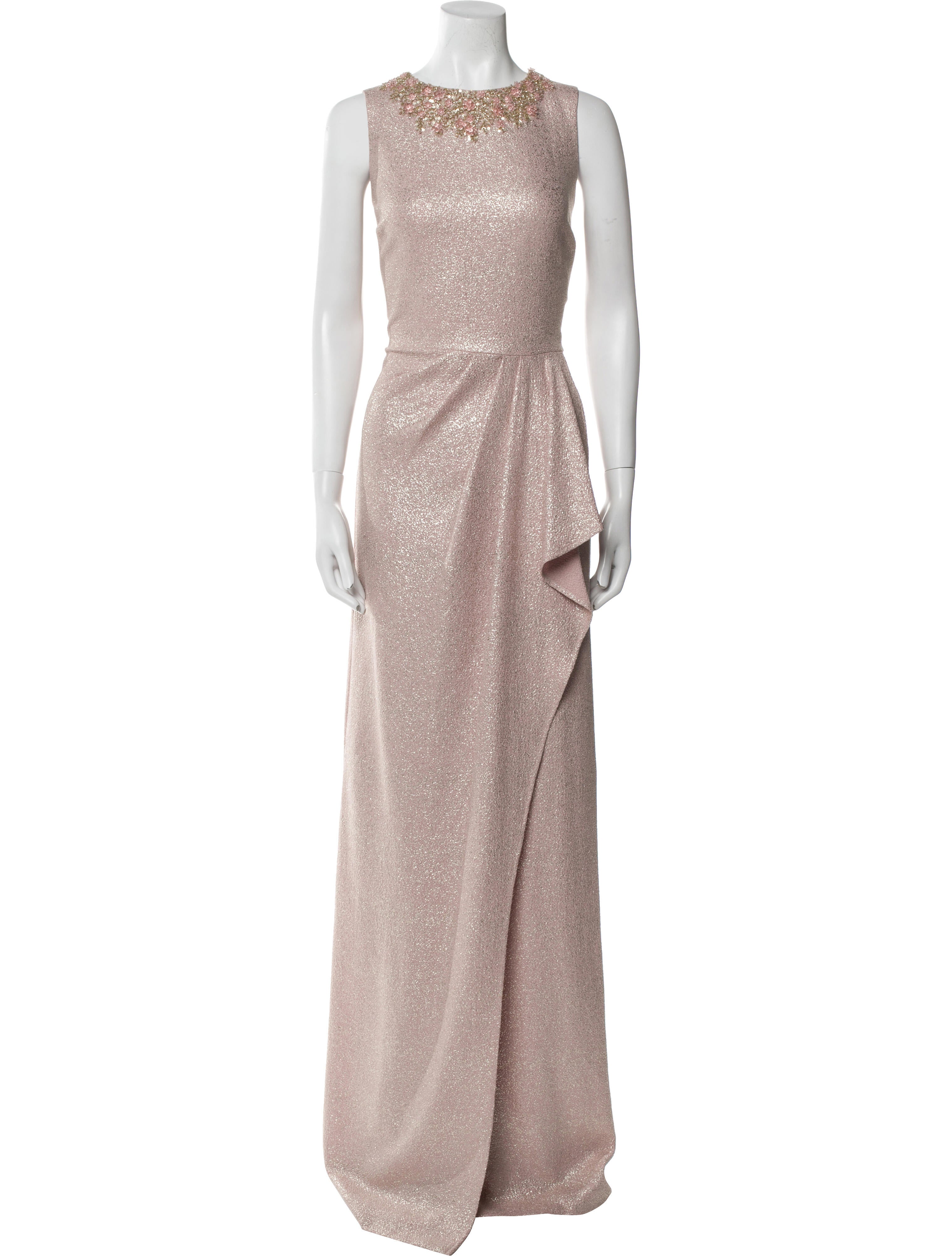 Teri Jon by Rickie Freeman Crew Neck Long Dress