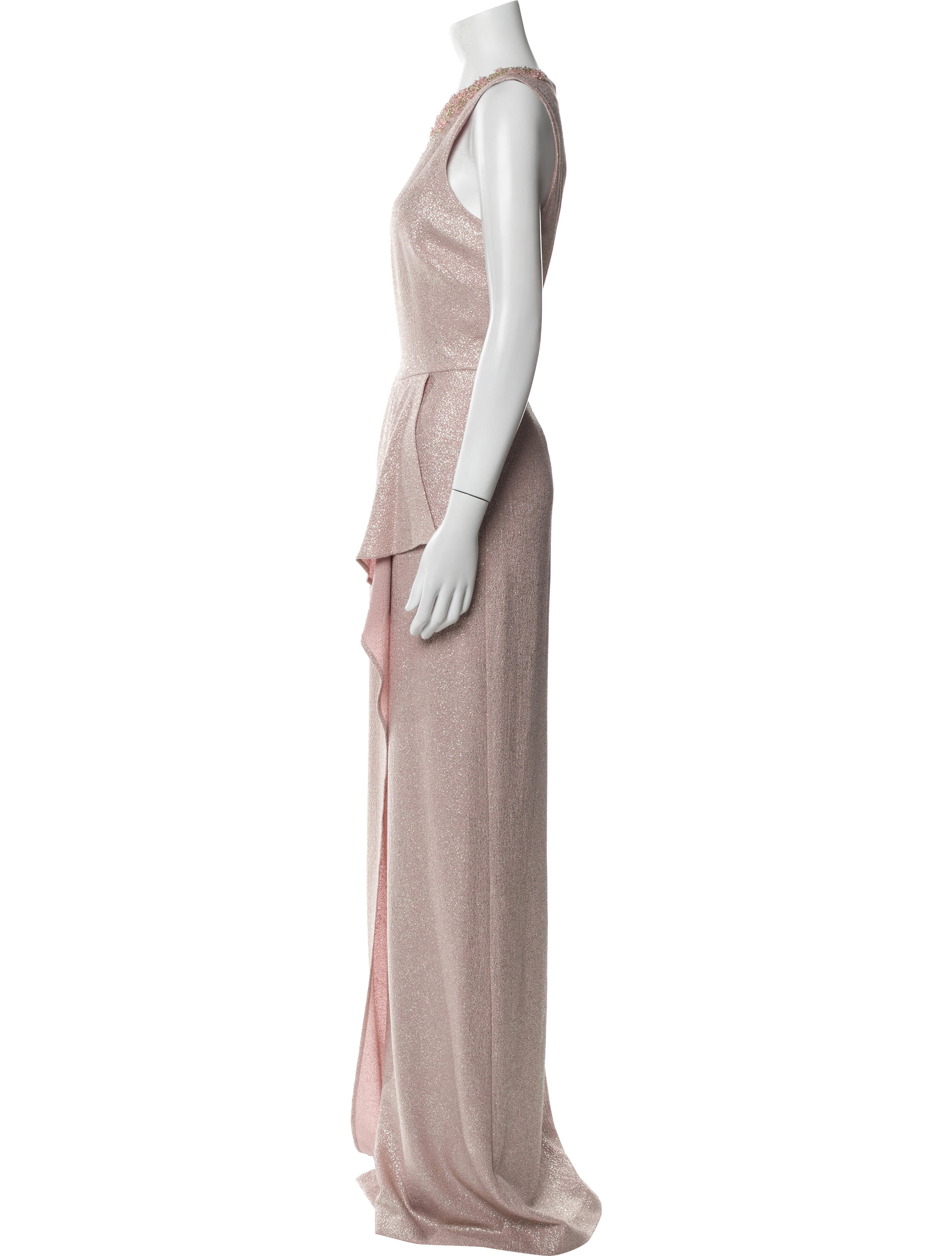 Teri Jon by Rickie Freeman Crew Neck Long Dress