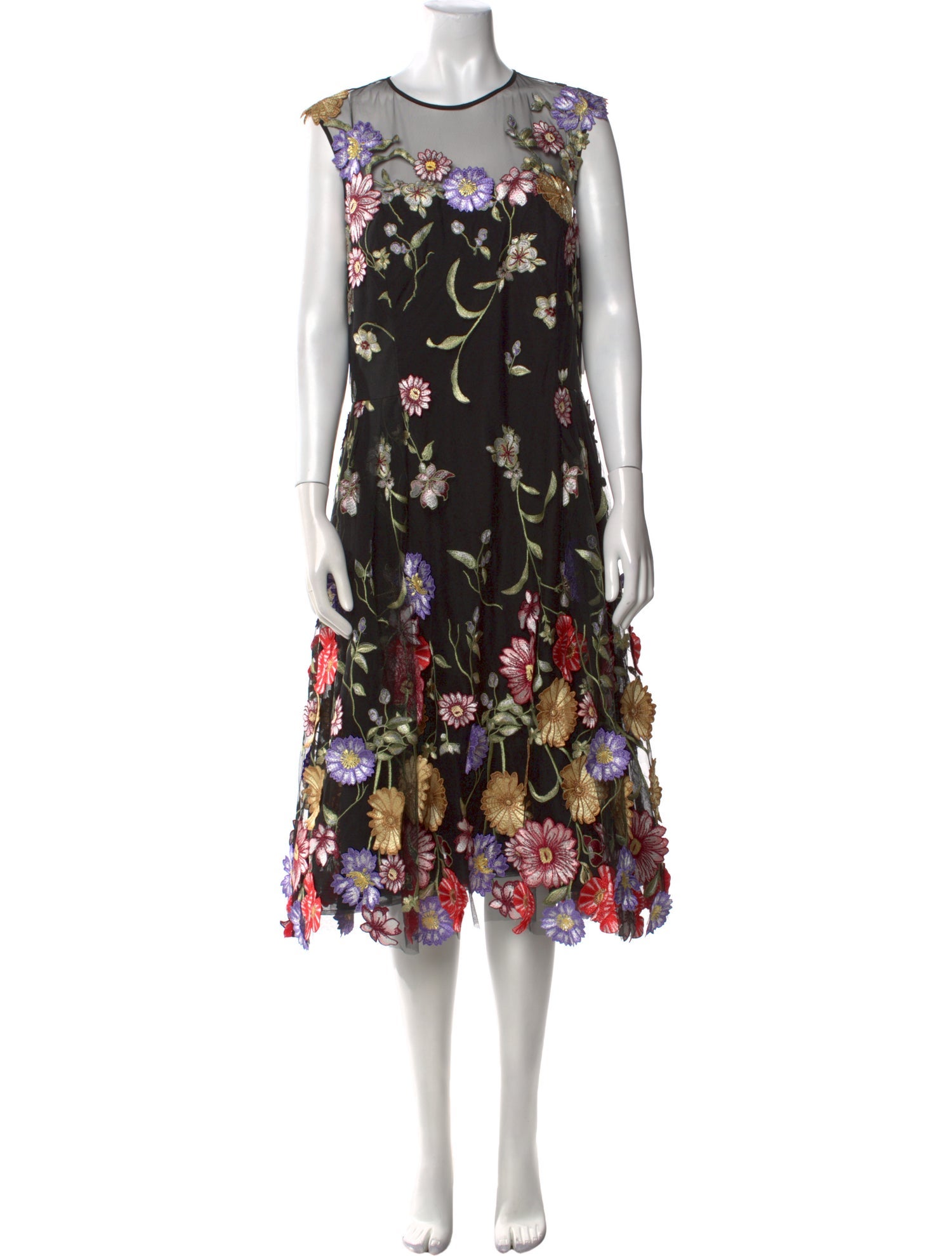 Teri Jon by Rickie Freeman Floral Print Midi Length Dress w/ Tags