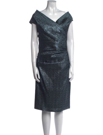 Teri Jon by Rickie Freeman Cowl Neck Midi Length Dress