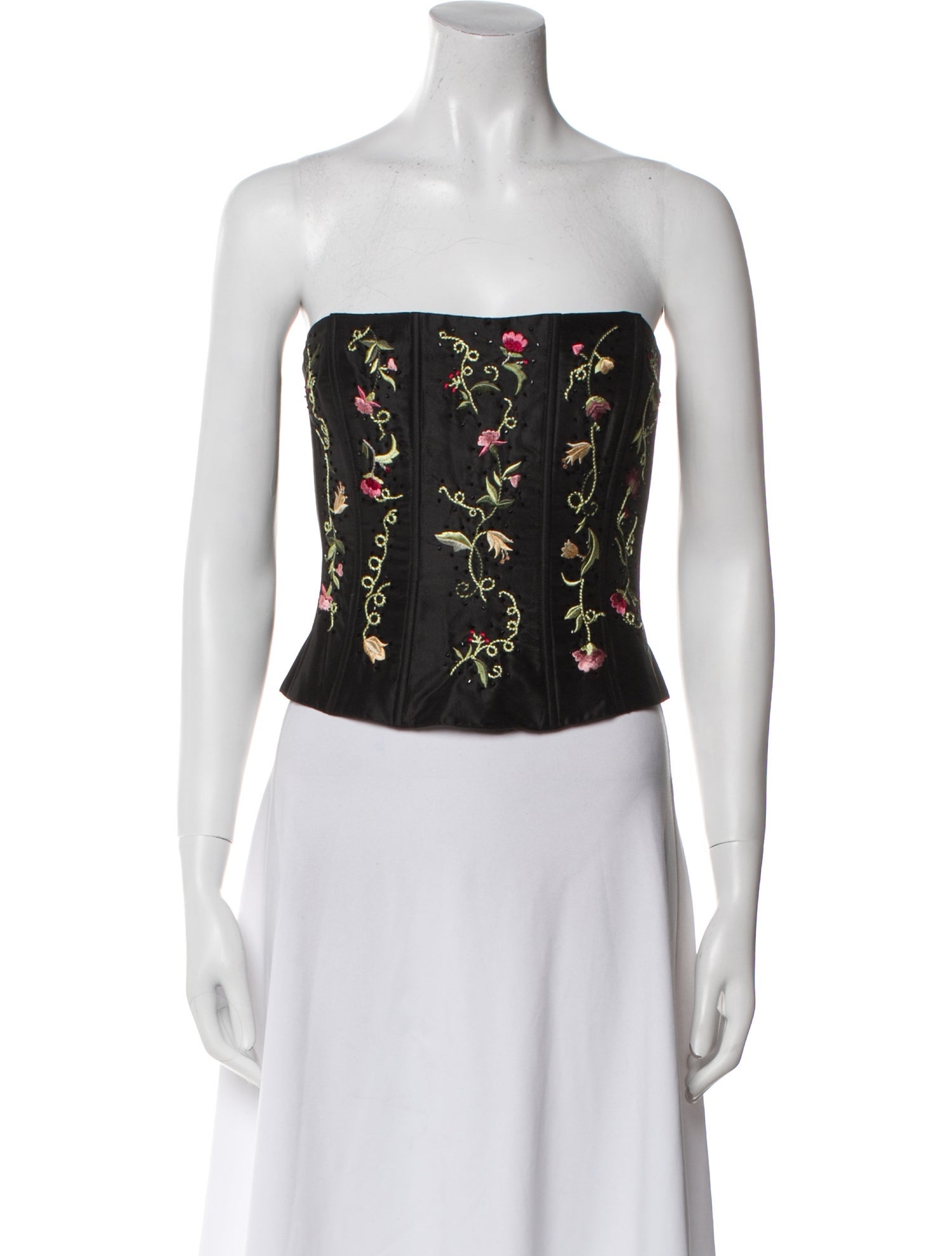 Teri Jon by Rickie Freeman Silk Floral Print Crop Top