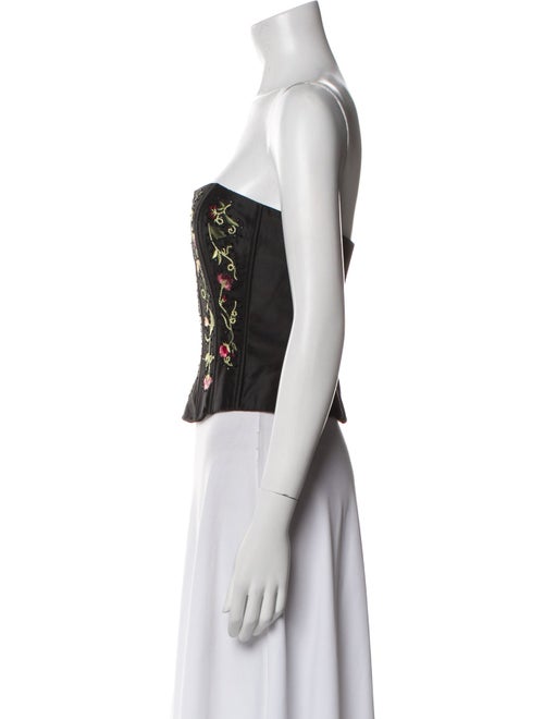 Teri Jon by Rickie Freeman Silk Floral Print Crop Top