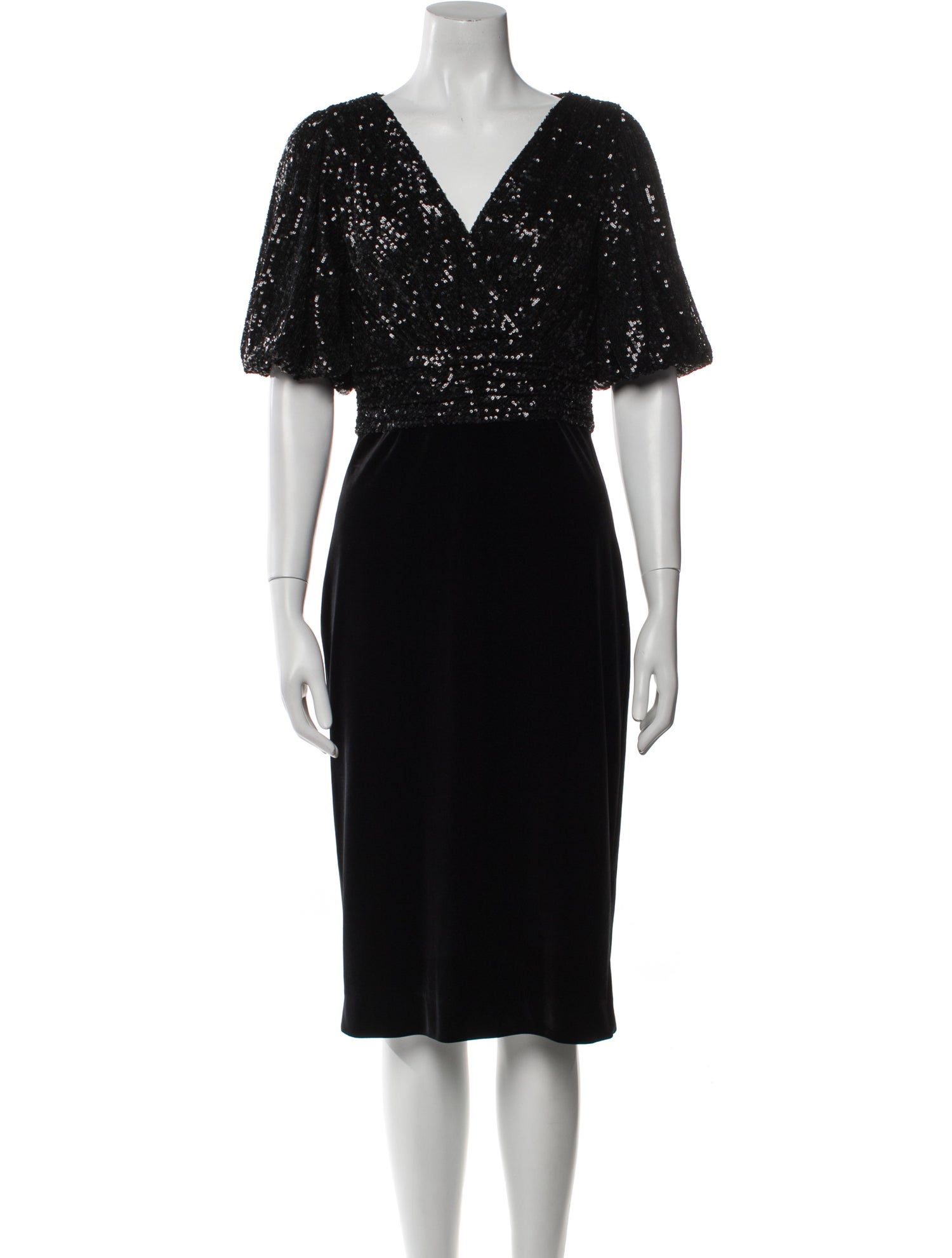 Teri Jon by Rickie Freeman V-Neck Midi Length Dress