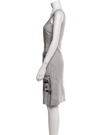 Teri Jon by Rickie Freeman Linen Knee-Length Dress