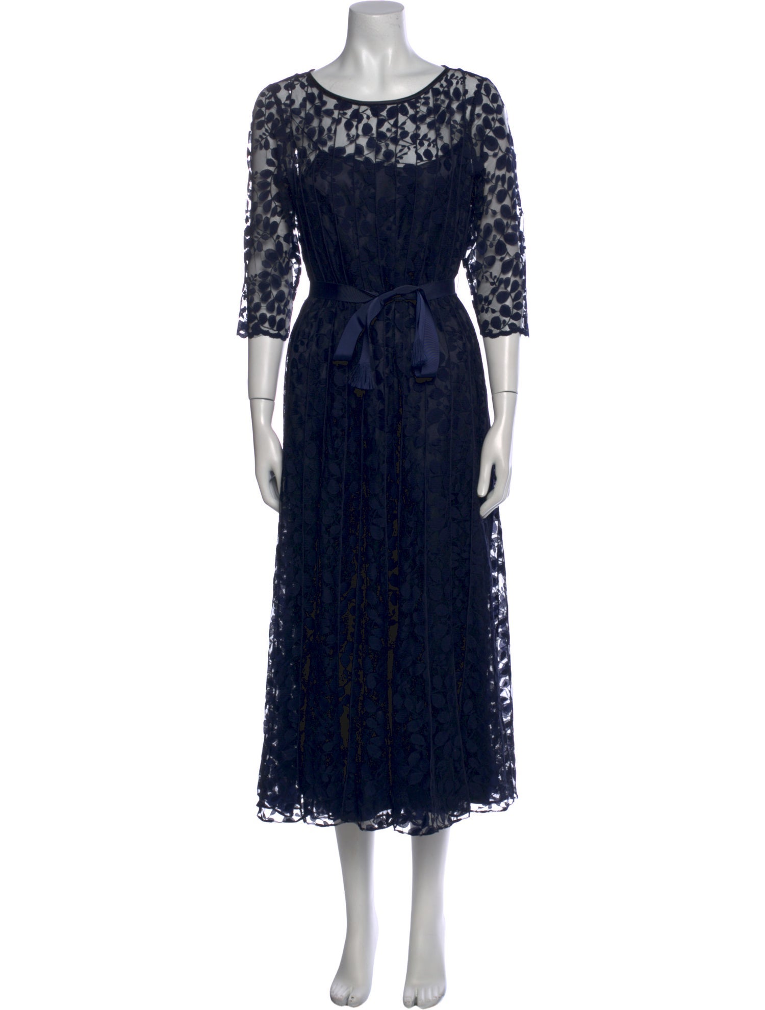 Teri Jon by Rickie Freeman Lace Pattern Long Dress