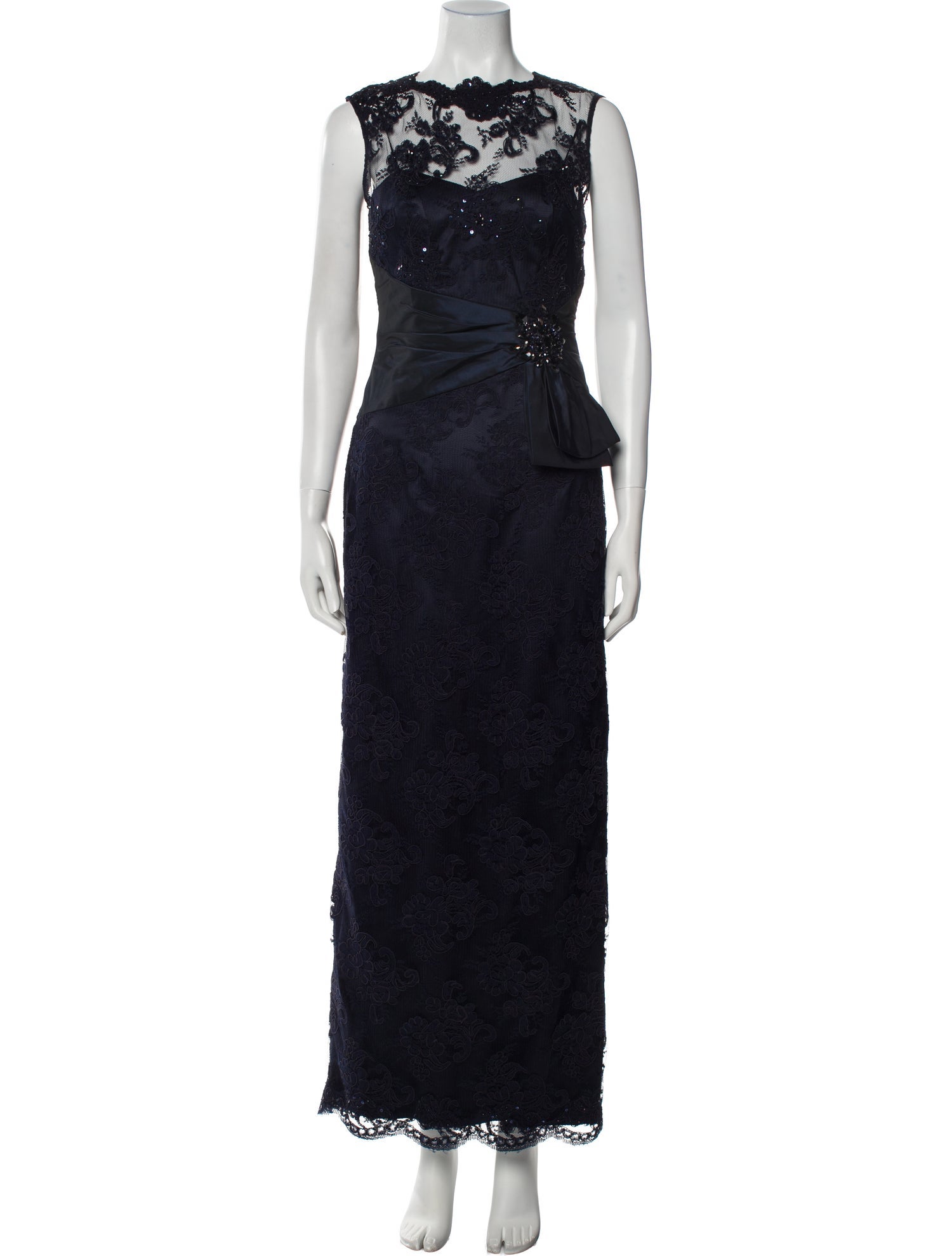 Teri Jon by Rickie Freeman Bateau Neckline Long Dress